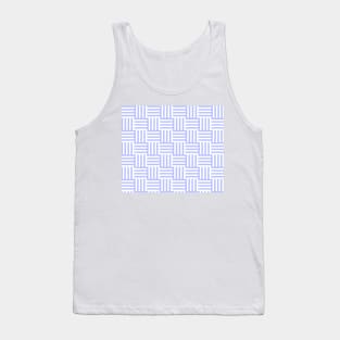 Blue and White Geometric Lines Tank Top